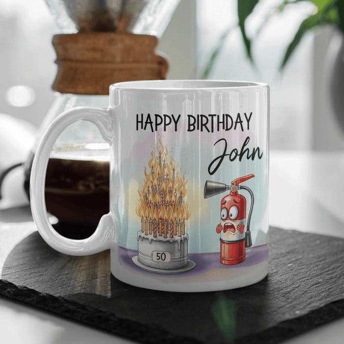 Birthday Gift, Fire Extinguisher Coffee Mug: Happy Birthday