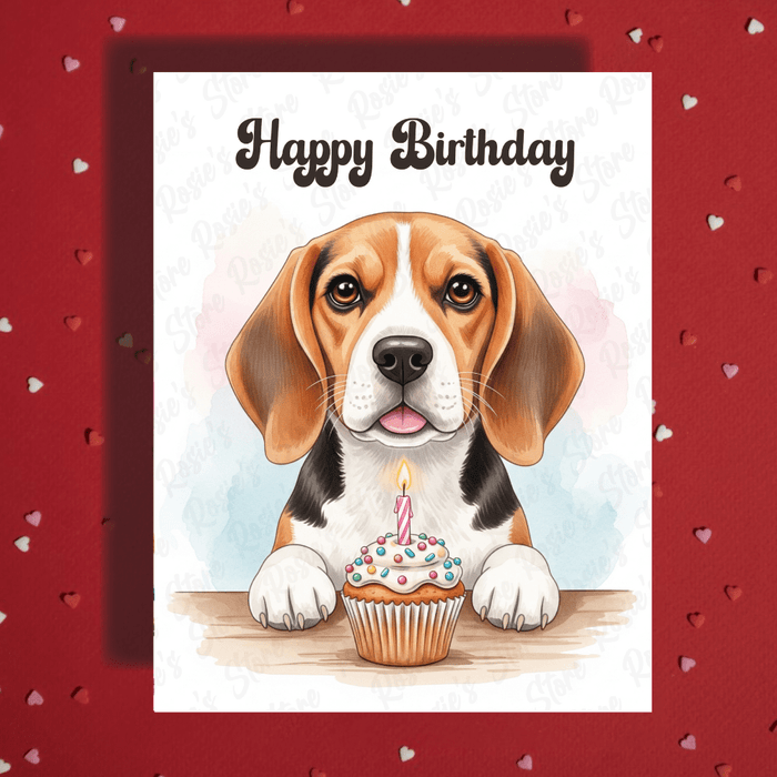 Birthday Greeting Card, Beagle Dog: Happy Birthday