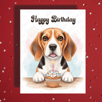 Birthday Greeting Card, Beagle Dog: Happy Birthday