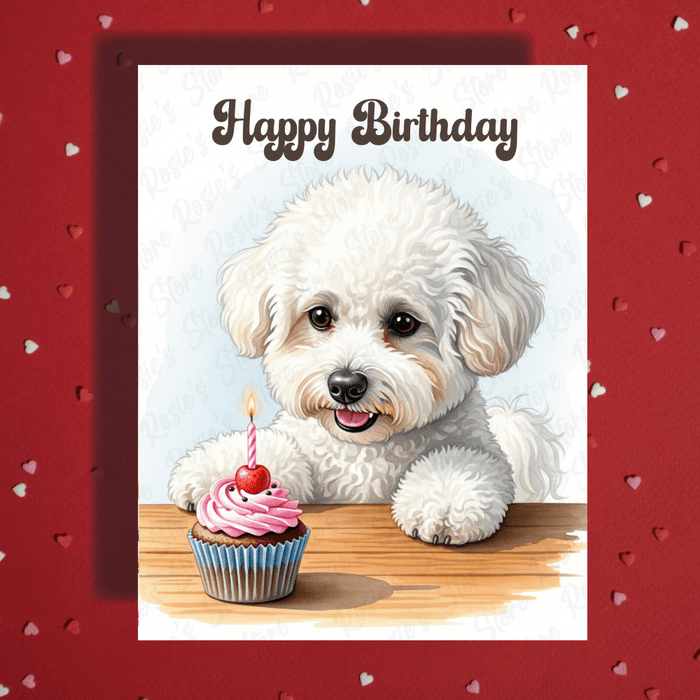 Birthday Greeting Card, Bichon Frise Dog: Happy Birthday