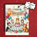 Birthday Greeting Card, Cats: Happy Birthday with a Custom Name