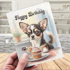Birthday Greeting Card, Chihuahua Dog 02: Happy Birthday