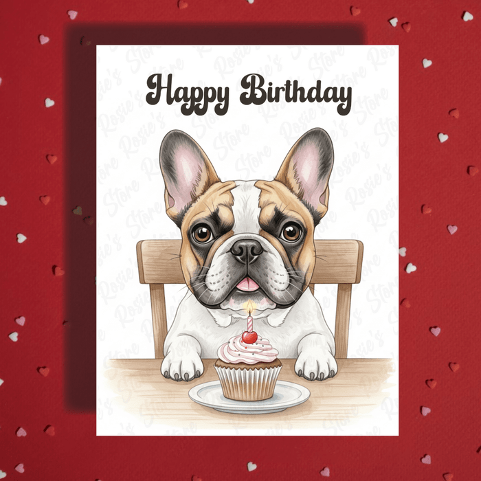 Birthday Greeting Card, French Bulldog 02: Happy Birthday