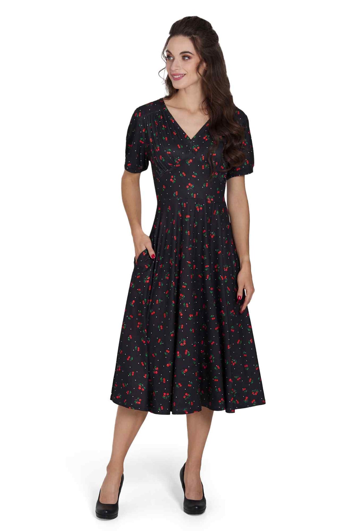 Julia Retro Black Cherry Tea Dress