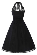 Dorothea Black Polka Dot Mesh Halter Dress