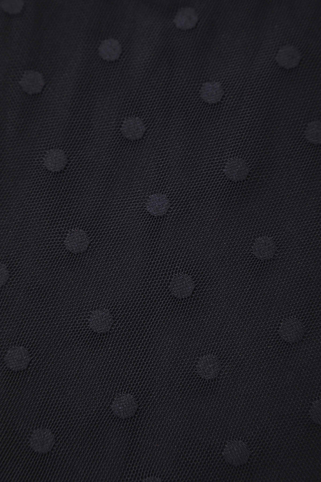 Dorothea Black Polka Dot Mesh Halter Dress