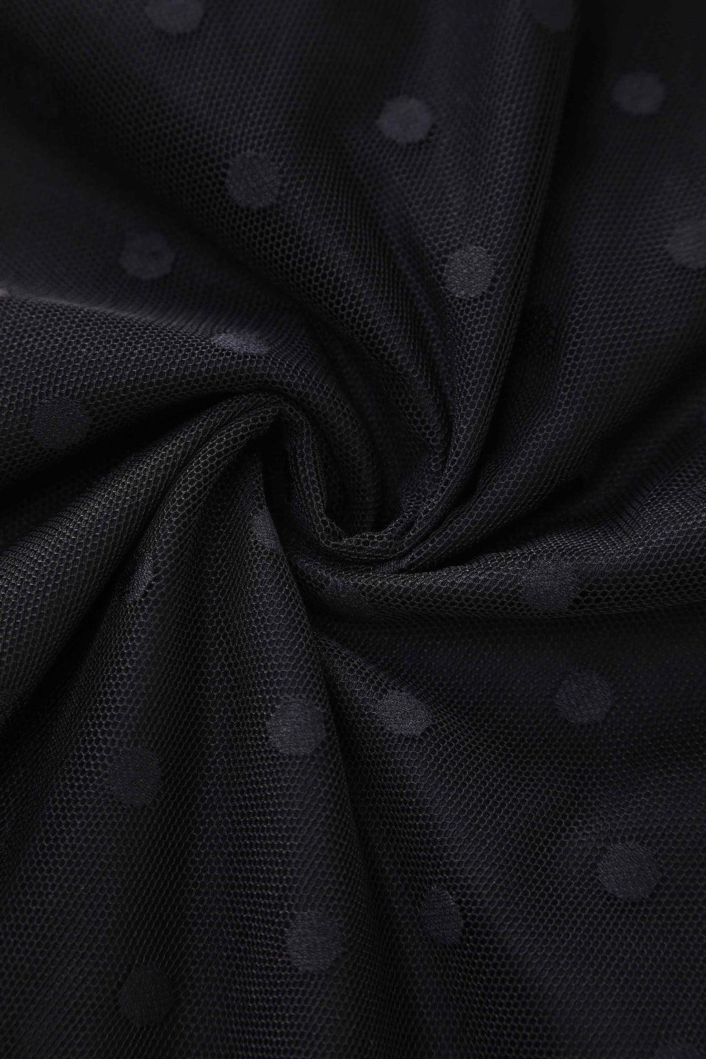 Dorothea Black Polka Dot Mesh Halter Dress