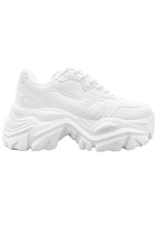 Berness BLAIR Pure White Platform Sneakers featuring a chunky 2-inch rubber platform sole and a clean white vegan leather upper.