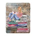 Book Lover Sherpa Blanket — "It's Not Hoarding If It's Books" Cozy Reading Throw