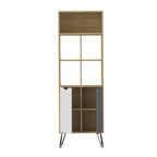 Bookcase Estocolmo 4436 2 Doors With 5 Niches  60*30*182Cm Oak/Graphite/White (Limited 3 Months Warranty)