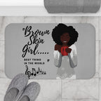 Brown Skin Girl Bath Mat — Inspirational African American Bathroom Rug