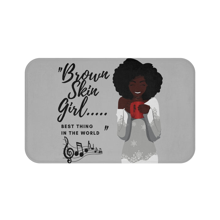 Brown Skin Girl Bath Mat — Inspirational African American Bathroom Rug