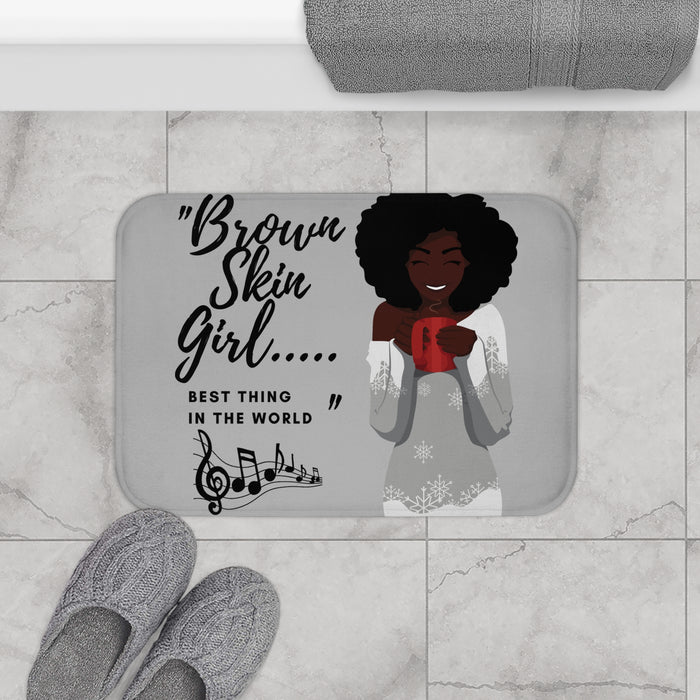 Brown Skin Girl Bath Mat — Inspirational African American Bathroom Rug