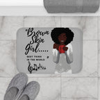 Brown Skin Girl Bath Mat — Inspirational African American Bathroom Rug