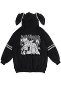 ACDC Rag Bunny Dolls Punky Bunny Black White Oversized Zip Hoodie — back view