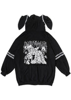 ACDC Rag Bunny Dolls Punky Bunny Black White Oversized Zip Hoodie — back view