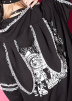 ACDC Rag Bunny Dolls Punky Bunny Black White Oversized Zip Hoodie — detail shot 2