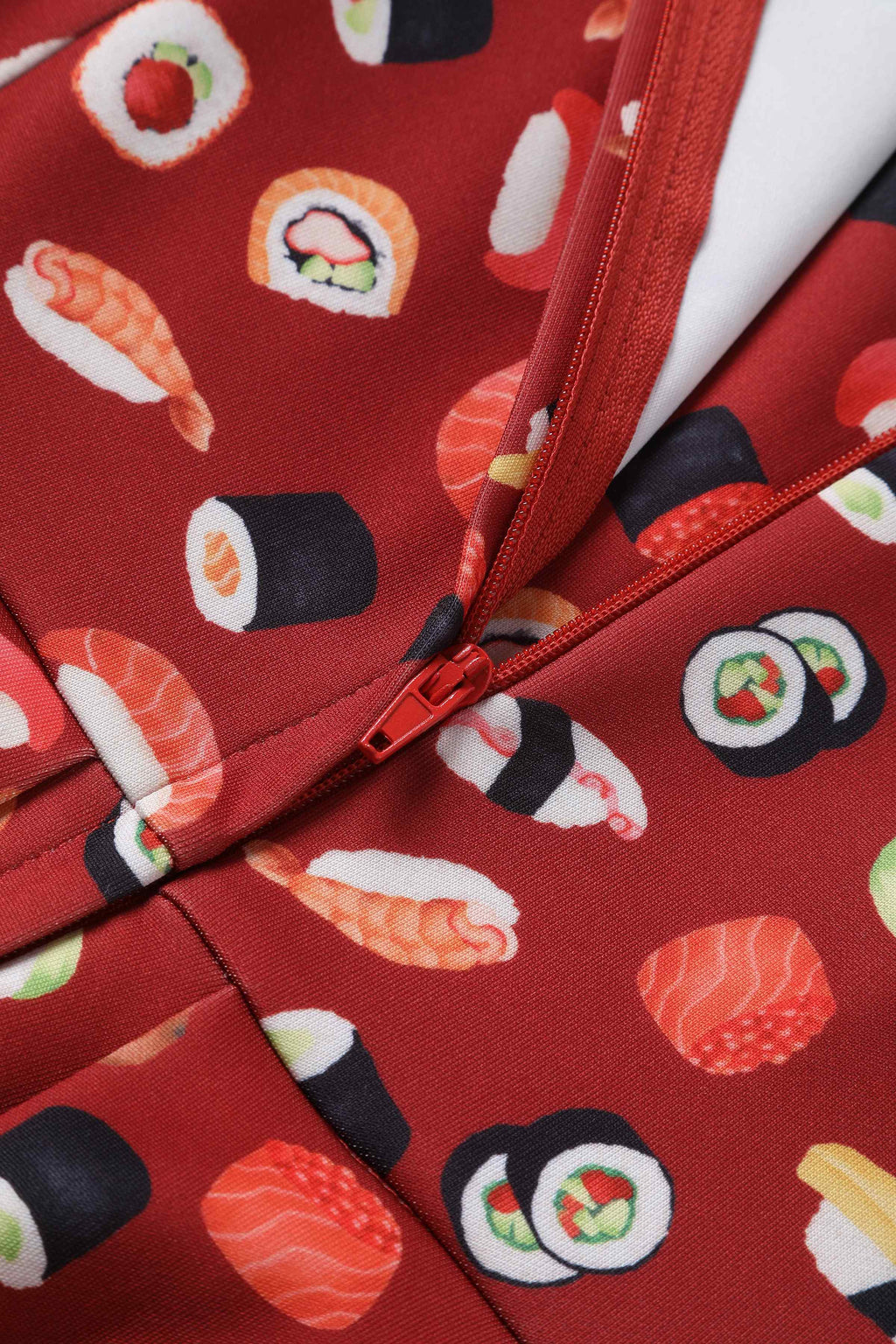 Amanda Burgundy Red Sushi Print Swing Dress