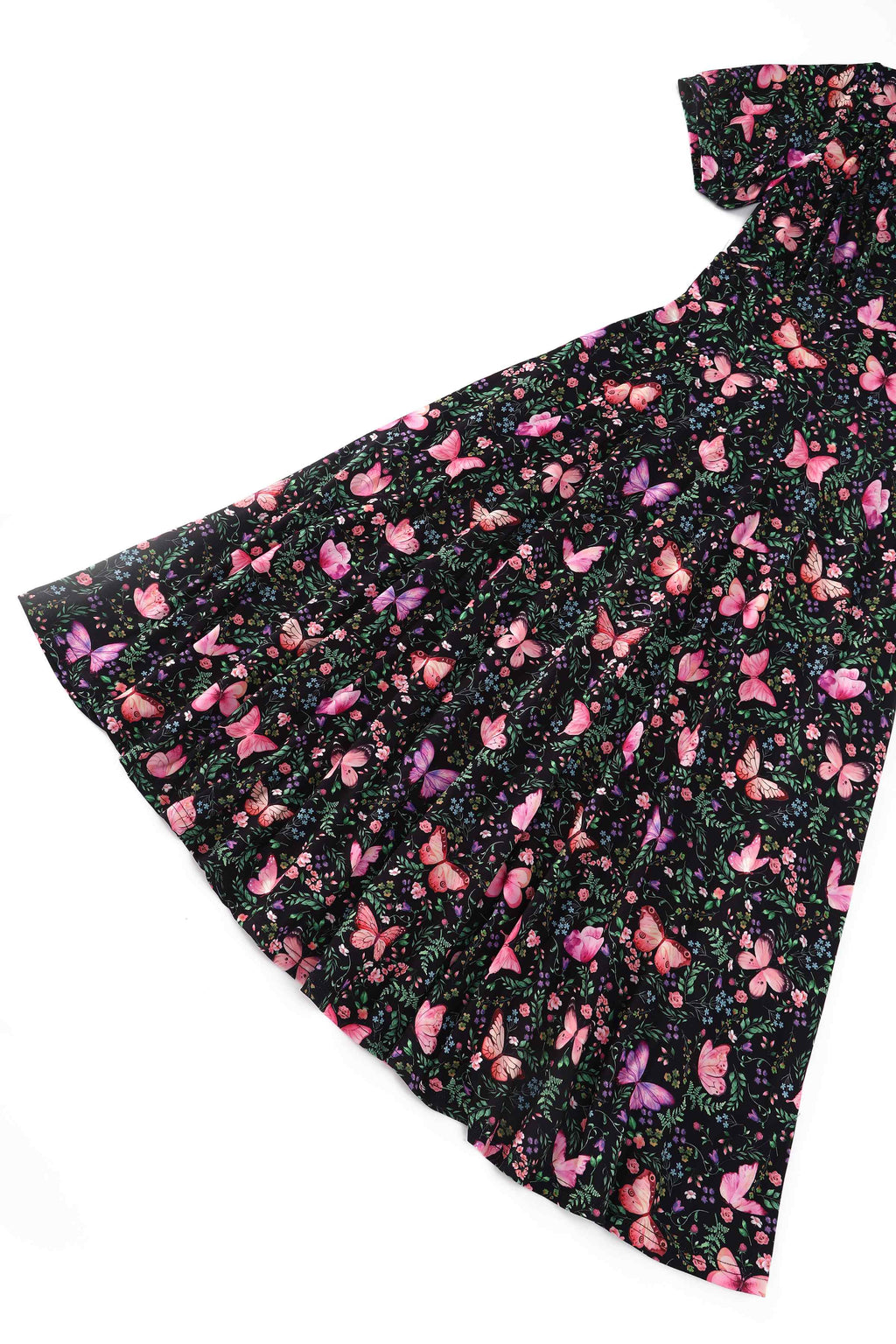 Julia Butterfly Garden Midi Dress In Black