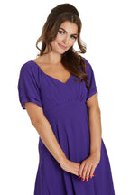 Meredith Comfortable Flattering Floaty Chiffon Dress in Purple