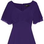 Meredith Comfortable Flattering Floaty Chiffon Dress in Purple