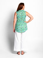 Chilli Top in Purple on Green Floral