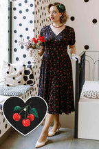 Julia Retro Black Cherry Tea Dress