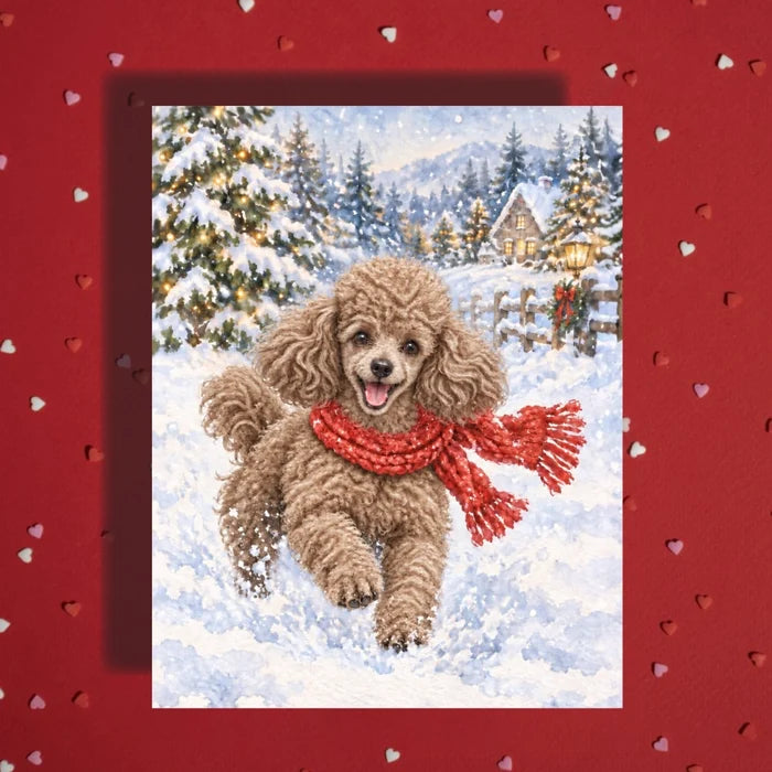 Christmas Card, Toy Poodle Dog (5 fur color options)