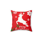 Christmas Reindeer Faux Suede Pillow - "Merry Christmas" Holiday Throw Pillow