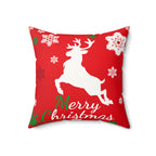Christmas Reindeer Faux Suede Pillow - "Merry Christmas" Holiday Throw Pillow