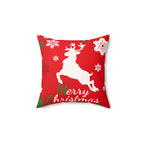 Christmas Reindeer Faux Suede Pillow - "Merry Christmas" Holiday Throw Pillow