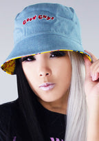 Bioworld Chucky Good Guys Reversible Bucket Hat in blue yellow — reversible side detail view 1