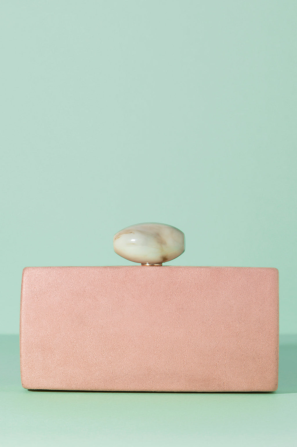 Clutch Oval Hueso Suede Rosa · Pretty in Pink ·