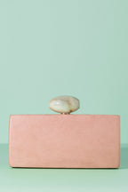 Clutch Oval Hueso Suede Rosa · Pretty in Pink ·