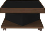 Coffee Table Saara 1208 Space On The Top  63*63*33.5Cm Walnut/Black (Limited 3 Months Warranty)