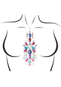 Leg Avenue Cosmic Wave Body Jewels in rainbow multicolor with peel and stick gems on festival rave cosplay accessory — detail view