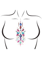 Leg Avenue Cosmic Wave Body Jewels in rainbow multicolor with peel and stick gems on festival rave cosplay accessory — detail view
