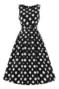 Helen Cotton Midi Dress In Black Spot Print