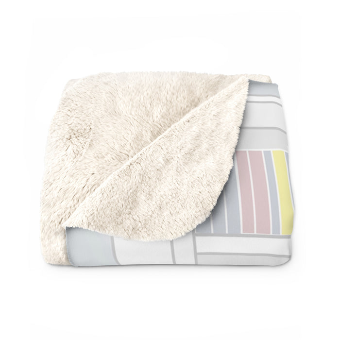 Cozy Reading Nook Sherpa Blanket — Girl with Books & Laptop Fleece Throw