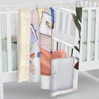 Cozy Reading Nook Sherpa Blanket — Girl with Books & Laptop Fleece Throw