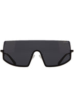 Komono CRAFTED Sonny Midnight Sunglasses in black with chic curved frame and matte black metal trim on festival sunglasses — front view