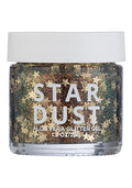 Lavender Stardust Crystal Vision Stardust Body Glitter Pot in gold with star flake glitter on rave makeup glitter pot — front view