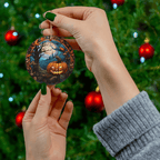 Customizable Halloween Ceramic Ornament: Pumpkin And Moon