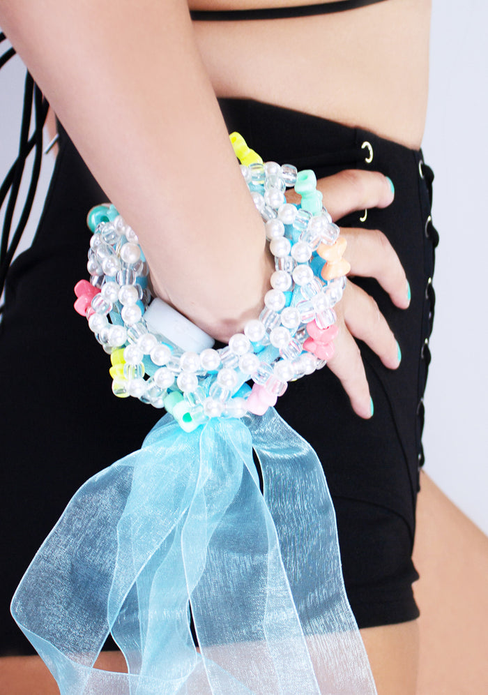 LASR Digital Cloud Light Up Ribbon Rave Kandi Bracelet — product view