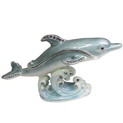Dolphin Jeweled Trinket Box Austrian Crystals,