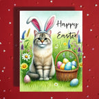 Easter Cat Greeting Card – Cute Bunny Ears Cat Spring Greeting