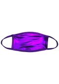BGlittz Electra Dust Mask in metallic purple with solid metallic purple base on breathable nylon rave festival face mask — front view