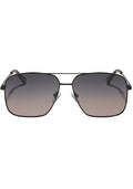 Dime Optics Encino Polarized Sunglasses in black twilight with squared metal frame and gradient lens on rave festival sunglasses — front view