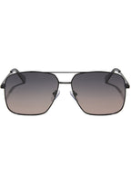 Dime Optics Encino Polarized Sunglasses in black twilight with squared metal frame and gradient lens on rave festival sunglasses — front view