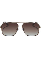 Dime Optics Encino Polarized Sunglasses in brown brown with squared metal frame and gradient lens on rave festival sunglasses — front view